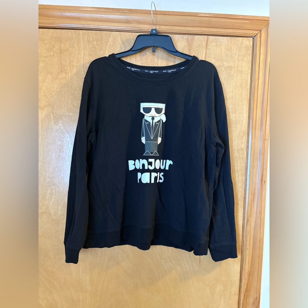 Karl Lagerfeld Black Bonjour Paris Sweatshirt